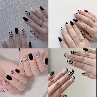 Nailbox .10 móng úp thiết kế , tông đen đơn giản.