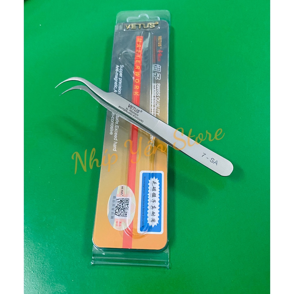 Nhíp Cam Cao Cấp Chữ Nổi Vetus 7-SA Cong ,Nhặt Lông Yến, Hàng Chính Hãng Siêu Chuẩn Siêu Chất Lượng