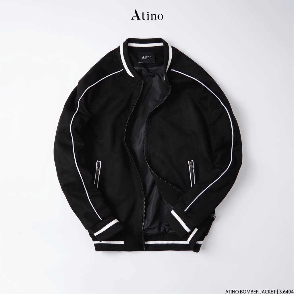 Áo khoác Bomber Da Lộn nam ATINO tinh tế thanh lịch vải dạ lót gió dáng sang trọng form regular AD3.6494