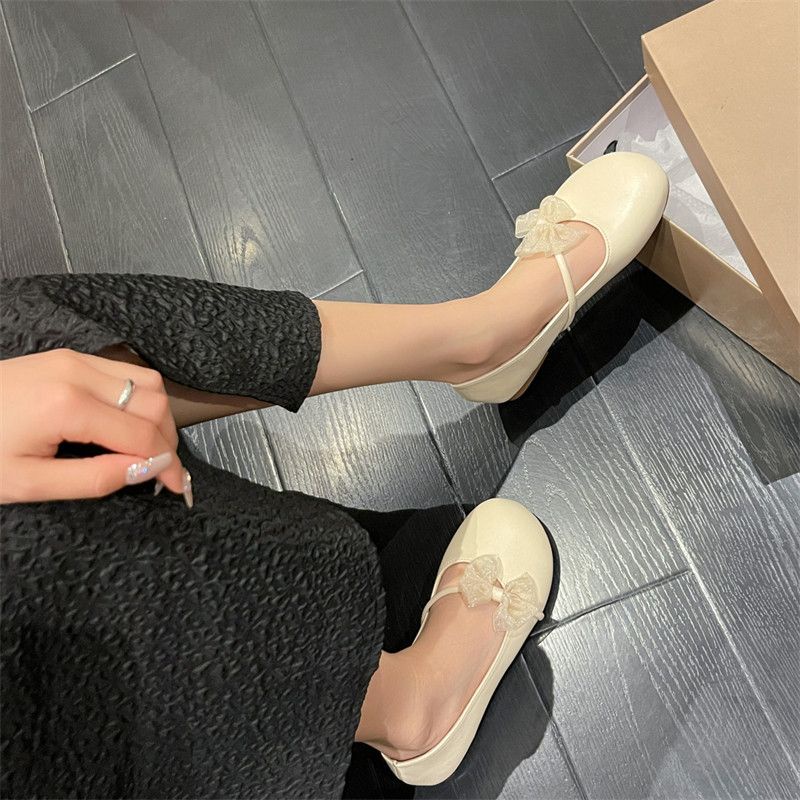 Giày Búp Bê Đế Mềm Mỏng Đính Nơ Phong Cách Pháp