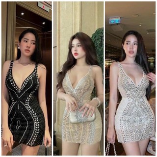 Đầm body lưới đính đá full cao cấp TẶNG KÈM HOA TAI THỜI TRANG