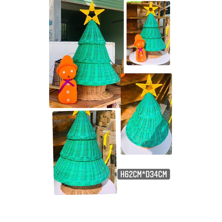 Phụ Kiện Trang Trí Noel Chất Liệu Bằng Mây Tự Nhiên Cao Cấp/ Decor Trang Trí Giáng Sinh Co Quán Cafe, Cửa Hàng