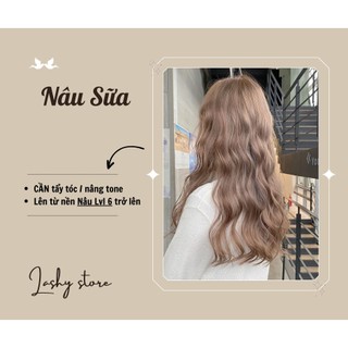 Combo Thuốc nhuộm tóc màu NÂU SỮA - Kèm trợ nhuộm - Lên màu chuẩn - Lashystore, Lashy store