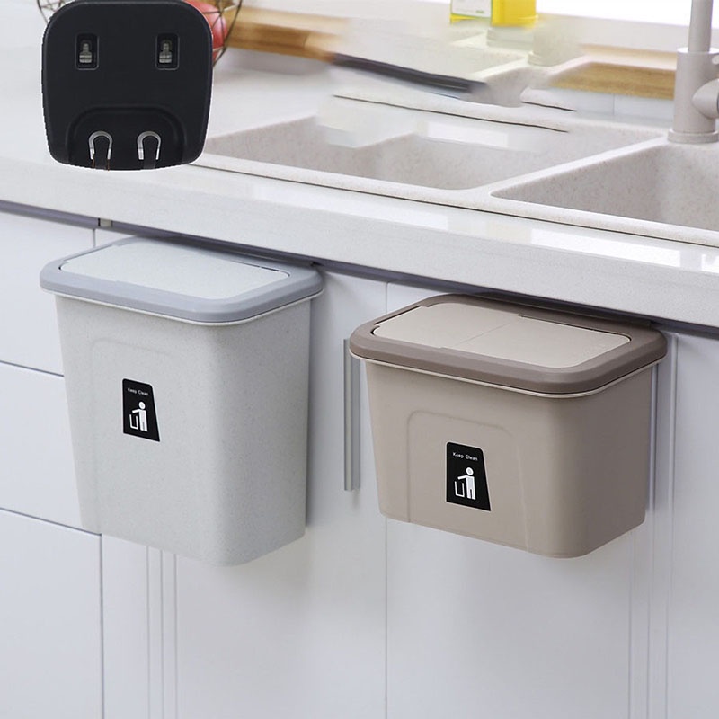 Thùng Treo Cánh Tủ Bếp Tiện Lợi Có Nắp Đậy Trượt Thông Minh