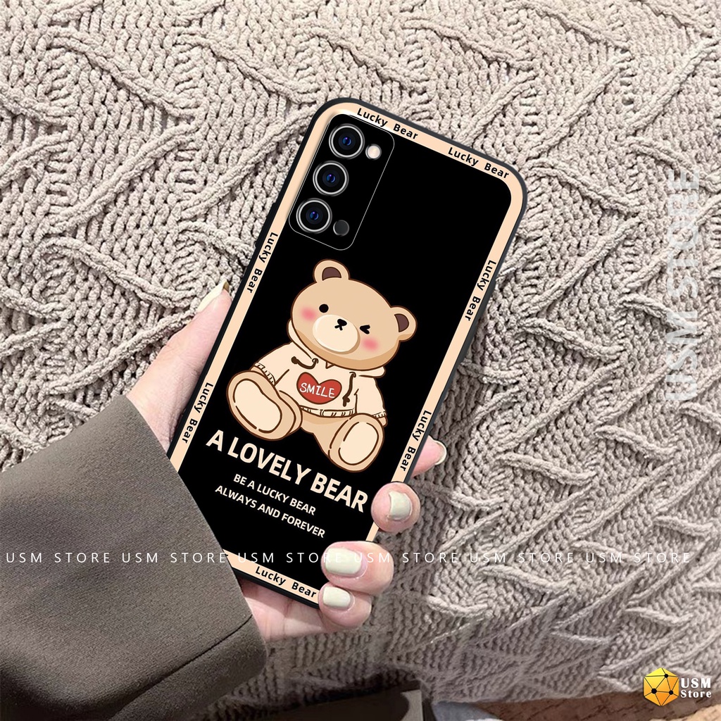 Ốp lưng OPPO F17 PRO-4G/RENO4 LITE/A93-4G/RENO 4F/OP-RENO 4-4G/các mẫu REALME, viền vuông bảo vệ camera, hình LUCKY BEAR