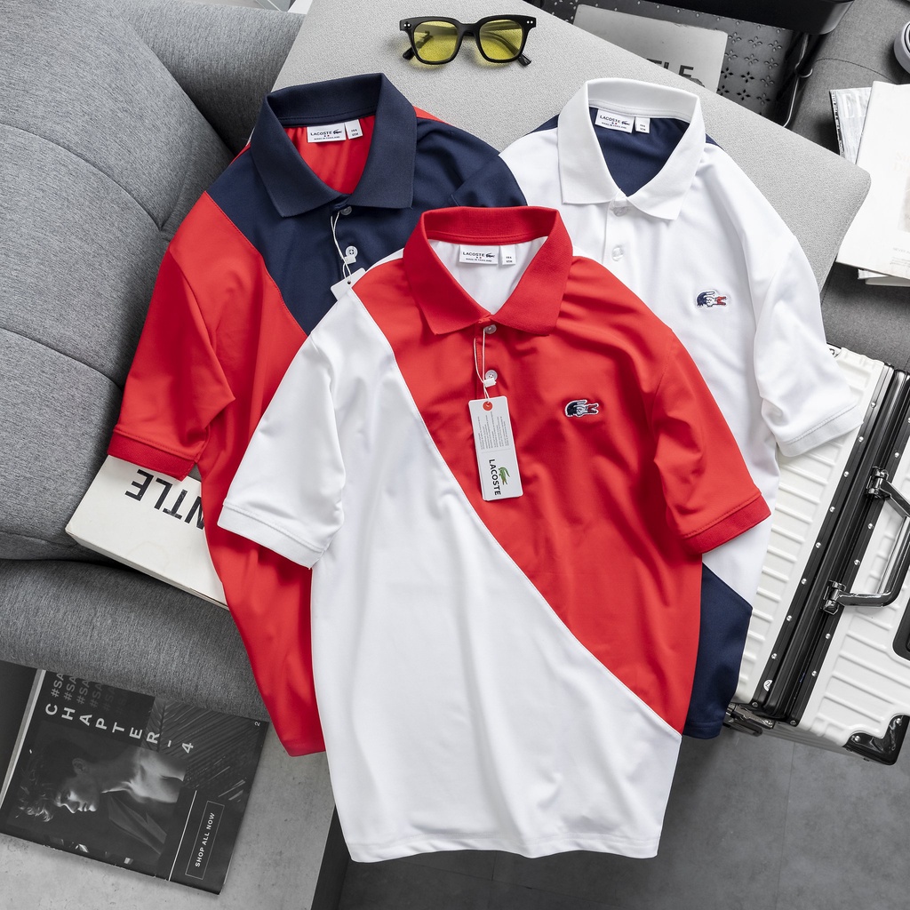 Áo polo nam Lacoste vải cá sấu co giãn 4 chiều mềm mịn, chống xù, chống nhăn, thoáng mát LC001