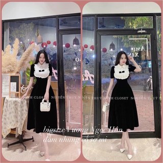 ĐẦM NHUNG PHỐI CỔ TRẮNG BIGSIZE ( ngắn và dài )