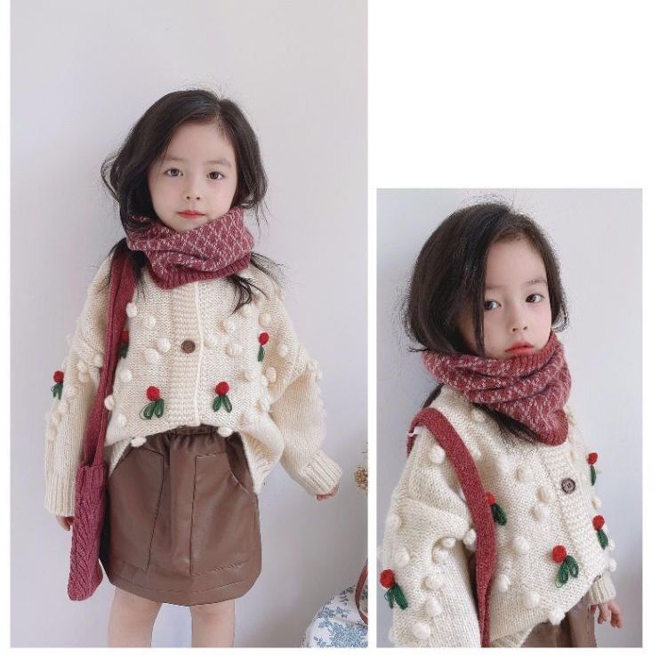 Khăn Choàng Cổ Đan Len Sọc Ca Rô Phong Cách Hàn Quốc Thời Trang Thu Đông Xinh Xắn Dành Cho Trẻ