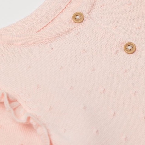 Áo khoác Hm bé gái áo cardigan hồng sữa auth