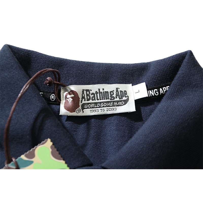 Bape Áo Thun polo Ngắn Tay Thêu Chữ Thời Trang Nam Nữ