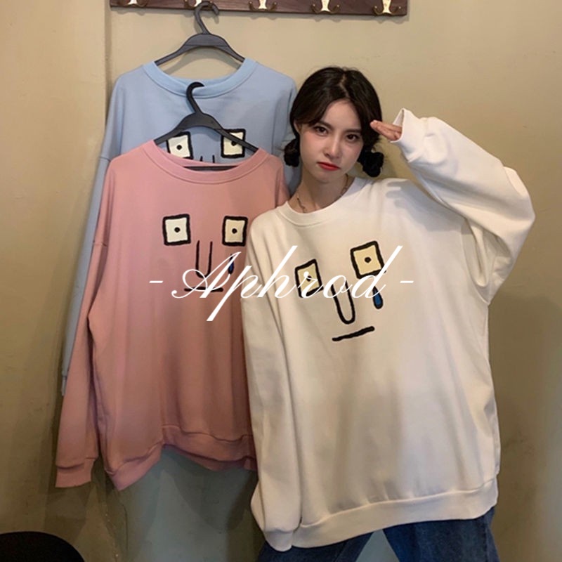 Aphrod Áo Nỉ Nữ Dài Tay Cổ Tròn Thời Trang Hàn