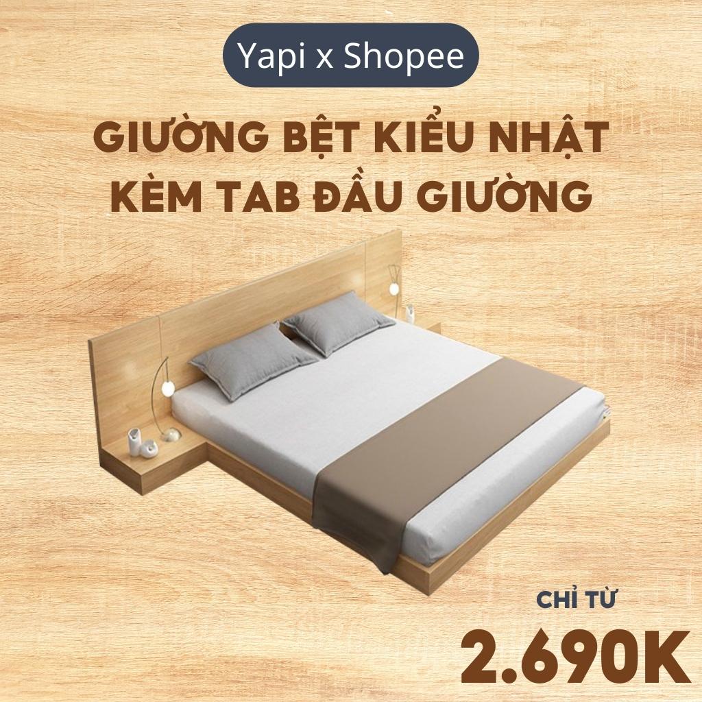 Giường Ngủ Tatami Kèm Tab Đầu Giường Kiểu Nhật Cao 12cm Gỗ MDF Nhập Khẩu GHC-9208