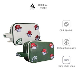 Túi golf da thêu hình cầm tay trắng xanh - pouch bag