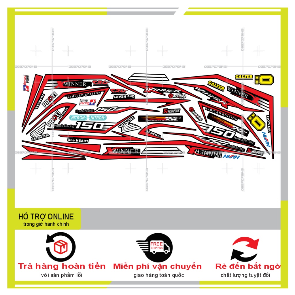 {TPHCM-FREE SHIP] TEM RỜI WINNER X CHỈ ĐỎ ĐEN NHÁM