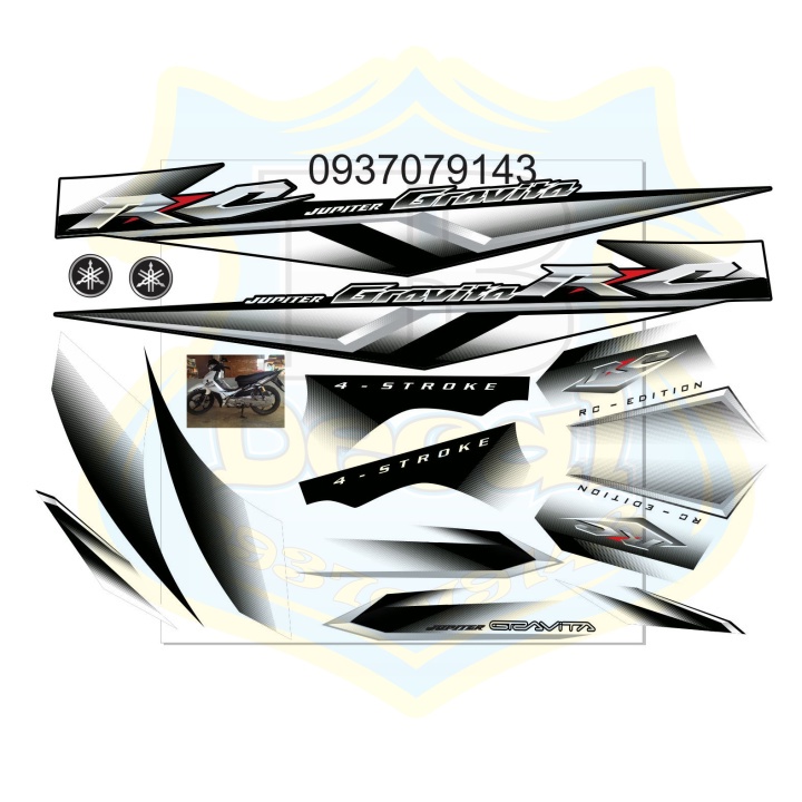 DECAL PVC 5 LỚP CHẤT LƯỢNG CAO Tem rời jupiter gravitar trắng đen