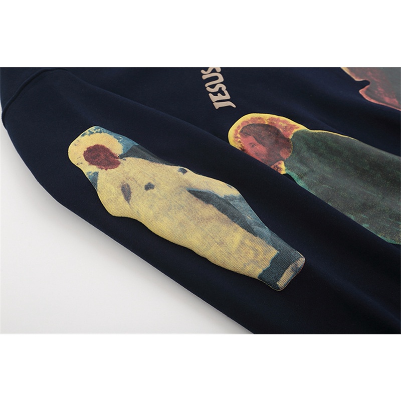 Áo Sweater Kanye High Jesus is king Dáng Rộng Cổ Thuyền In Chữ Thời Trang Đường Phố