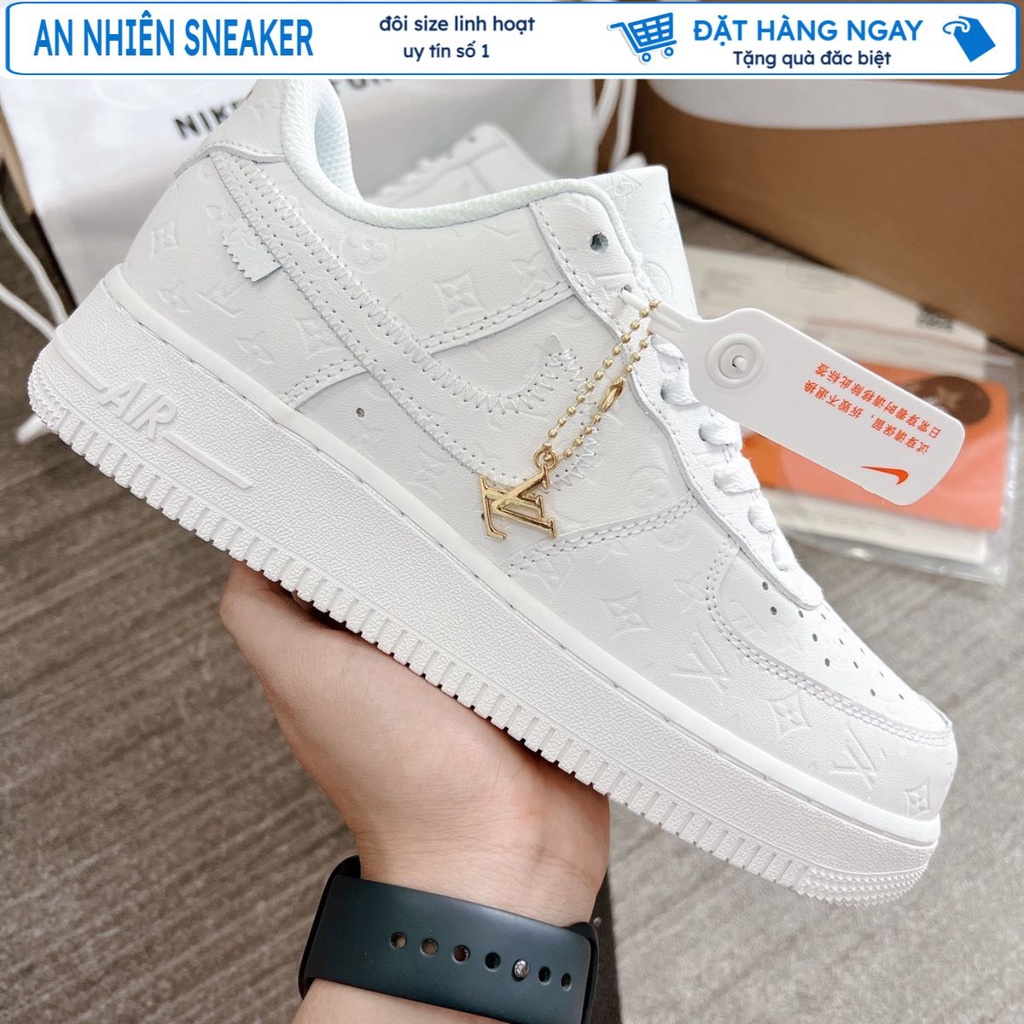 Giày AF1 LV Trắng , Giầy sneaker AF1 Trắng họa tiết cực chất bản đẹp phối đồ unisex