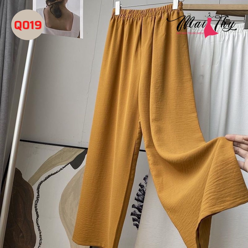 Quần Ống Suông MAI THY Q019, Mẫu Trung Niên Nữ Bigsize Chất Đũi Lưng Thun Cao Cấp | Thời Trang Trung Niên U40+