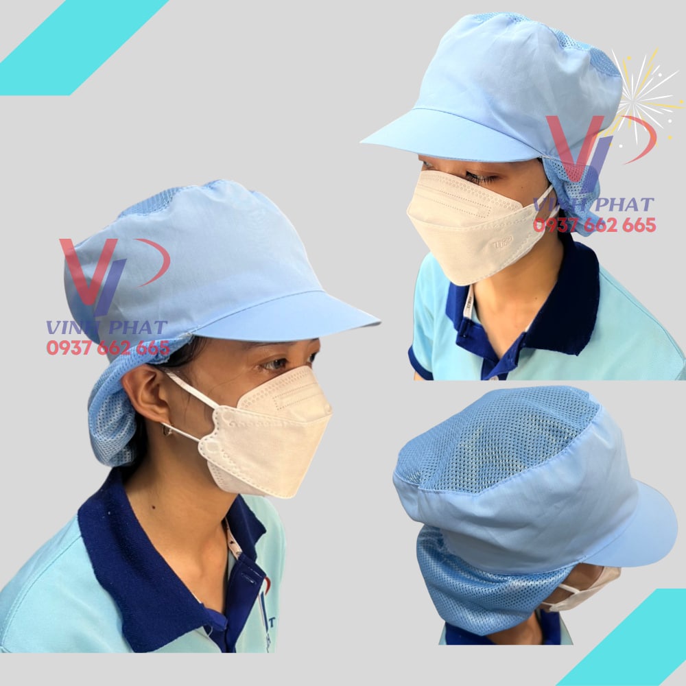 Nón Vải Lưới Dài Trùm Tóc Công Nhân SX Thực Phẩm, Thuỷ Sản Màu Trắng  - Mũ Lưới Dài Màu Trắng - Hình thật, có sẵn.