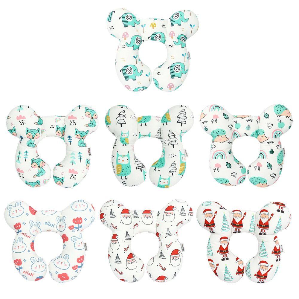 1 Gối Bảo Vệ Đầu Và Cổ Gắn Xe Đẩy Em Bé Họa Tiết Hoạt Hình Dễ Thương