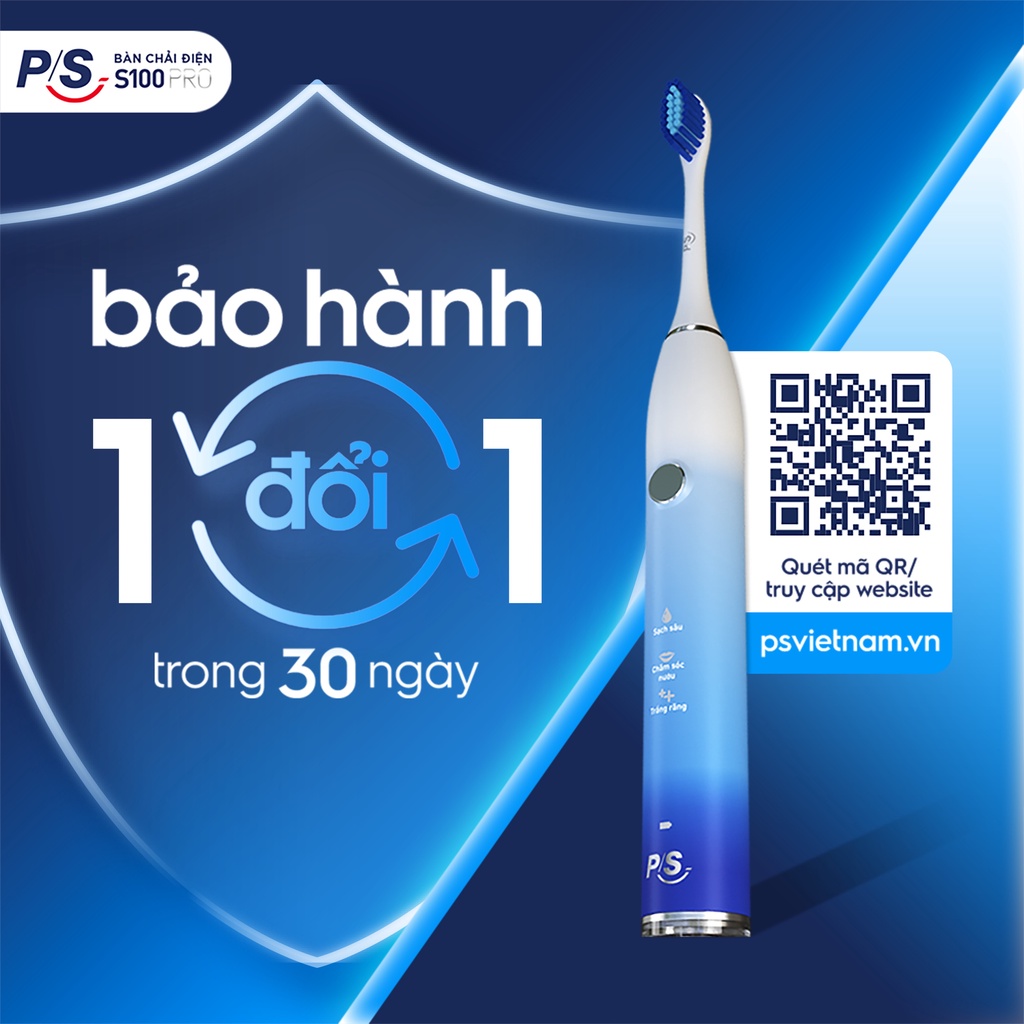 Bàn Chải Điện P/S S100 PRO - Công Nghệ Sóng Âm, Chải Sạch Mảng Bám Tới 10X - Xanh Ombre | BigBuy360 - bigbuy360.vn