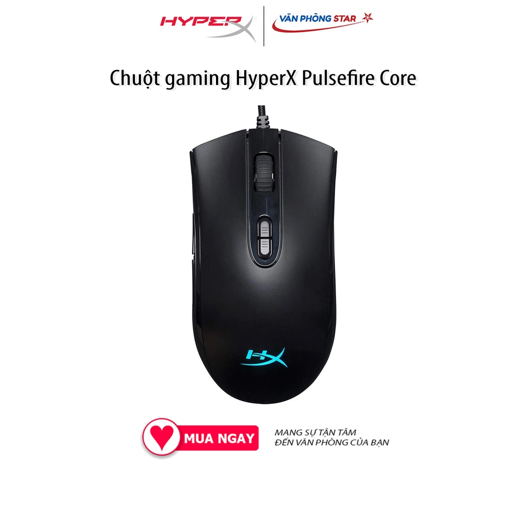 Chuột gaming HyperX Pulsefire Core, kết nối USB 2.0, độ phân giải (CPI/DPI) 6200DPI, Dạng cảm biến Optical