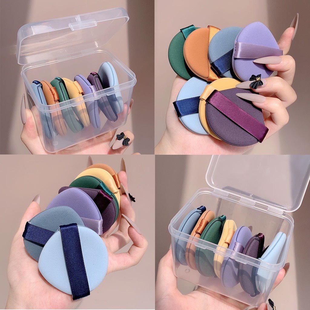 Set 7 Miếng Bông Phấn Trang Điểm Kèm Hộp Đựng