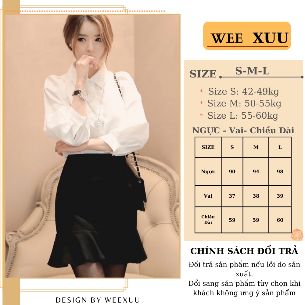 Áo Sơ Mi Nữ tay bồng Wexuu Design áo kiểu nữ công sở thời trang chất vải đẹp không nhăn thoáng mát - SM12