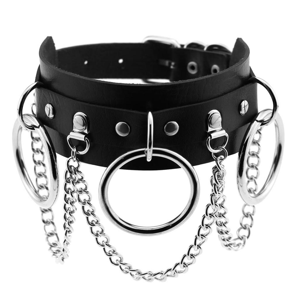 Vòng Cổ Choker Da Pu Màu Đen Đính Đinh Tán Phong Cách Gothic Punk