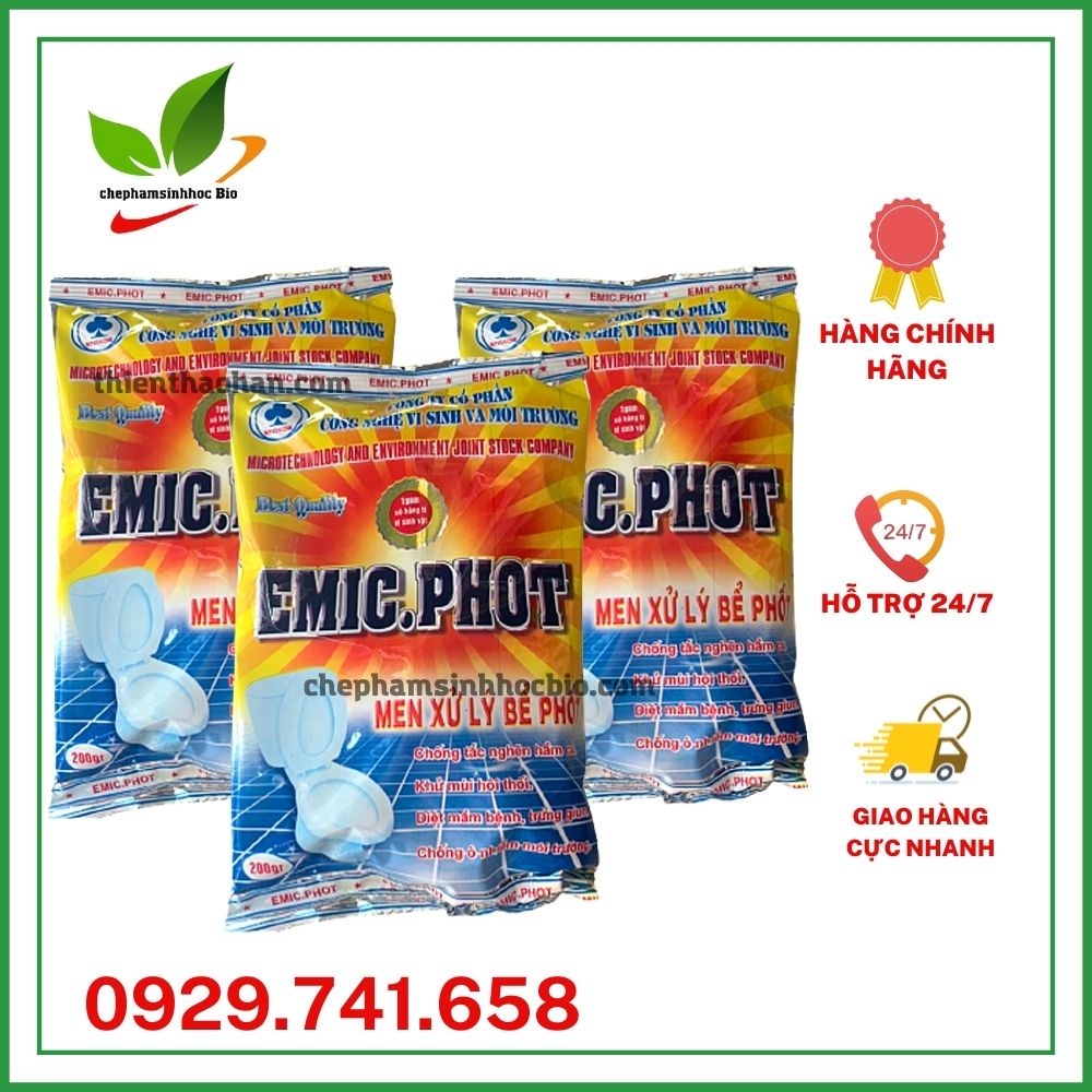 Combo 3 gói men vi sinh Emic phot. Men xử lý hầm cầu bể phốt tránh hút hầm. Gói 200g