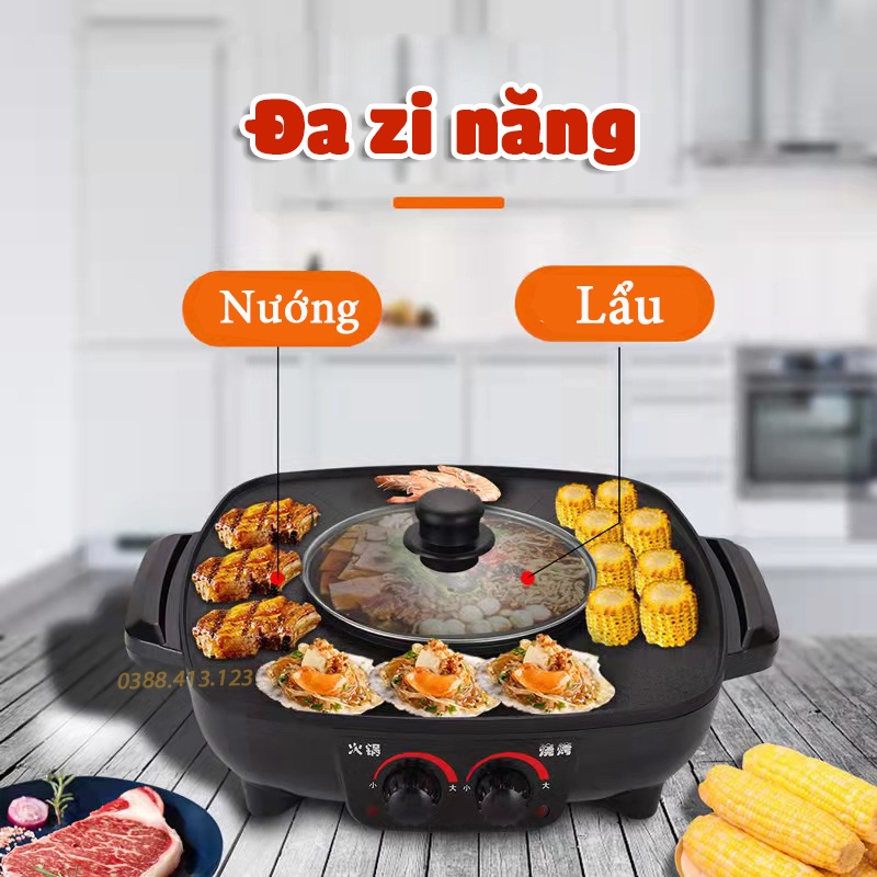 Bếp lẩu nướng đa năng Sharp KS-42 - Dung tích 3 lít - Công suất 2000w - Nồi lẩu điện - Bếp nướng điện - Nồi nấu