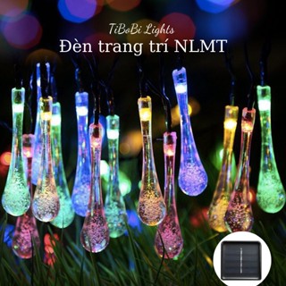 Đèn led nháy năng lượng mặt trời trang trí nhà cửa, trang trí cây thông noel lễ tết giọt nước 30/50/100 bóng led
