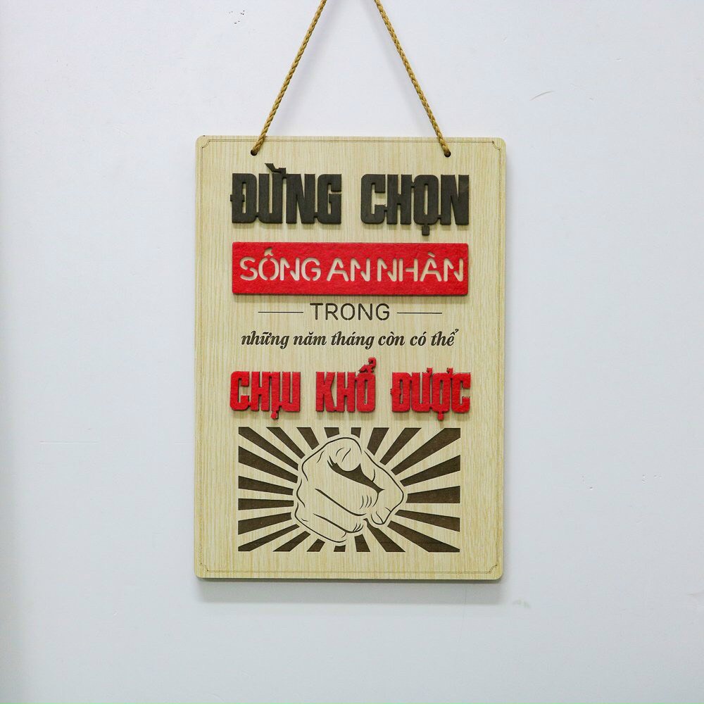 Bảng Gỗ Khẩu Hiệu, Slogan SỐNG AN NHÀN Treo Tường Tạo Động Lực,Trang Trí Văn Phòng MỘC DECOR KH25