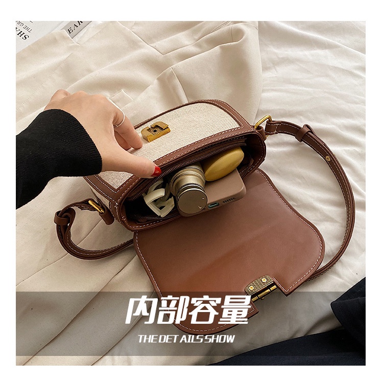 Túi xách đeo chéo JASMIN NOIR bằng da pu và vải bạt có khóa hình yên ngựa cổ điển cho nữ