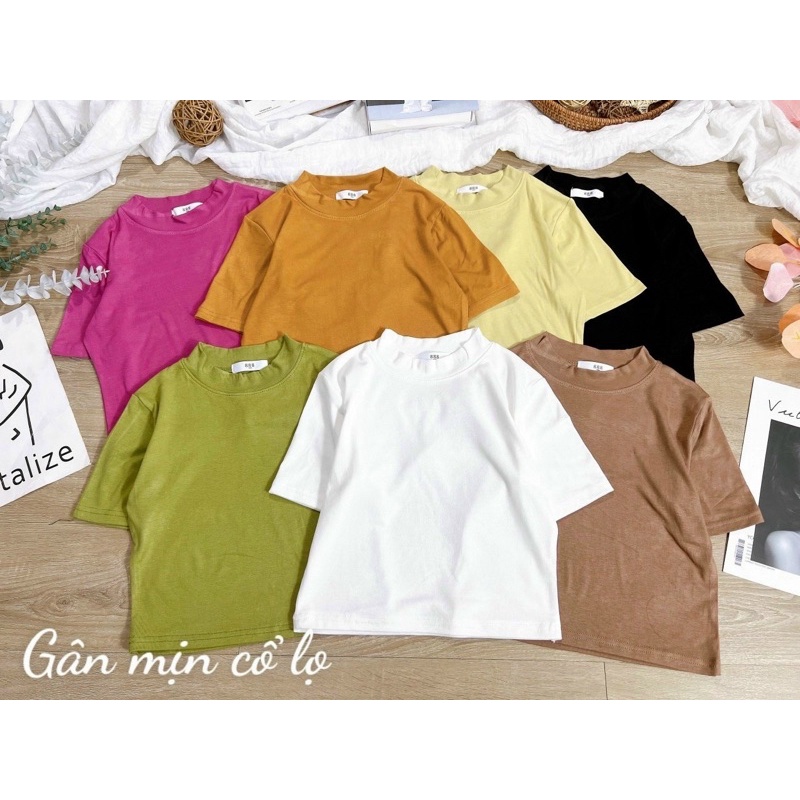 ÁO THUN GÂN MỊN CỔ LỌ TAY NGẮN MẪU XINH NHIỀU MÀU