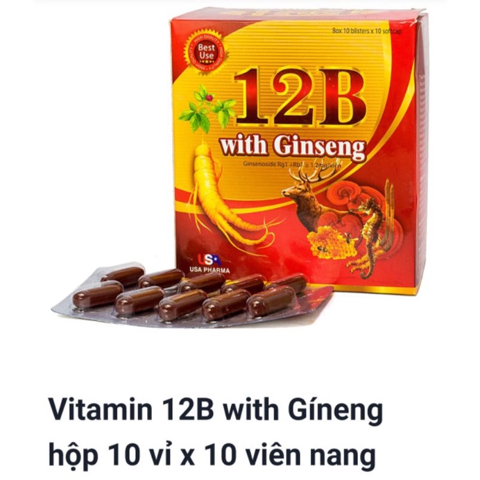 Vitamin 10B, 12B, 15B, 18B, 20B with ginseng hộp 10 viên×10 vỉ