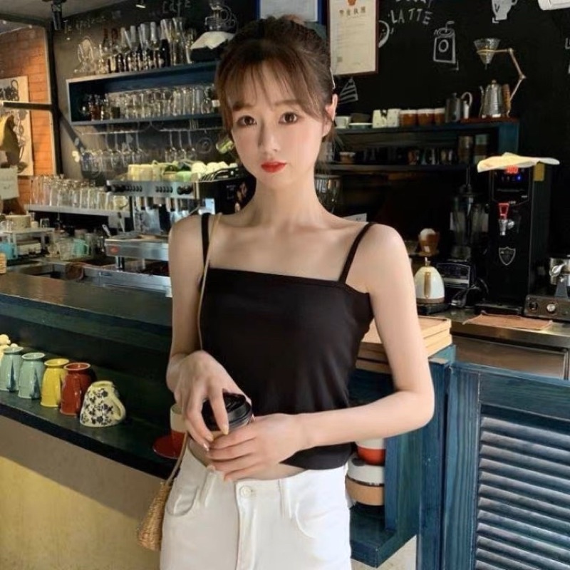 Áo thun hai dây trơn hai màu trắng/đen basic LOVI
