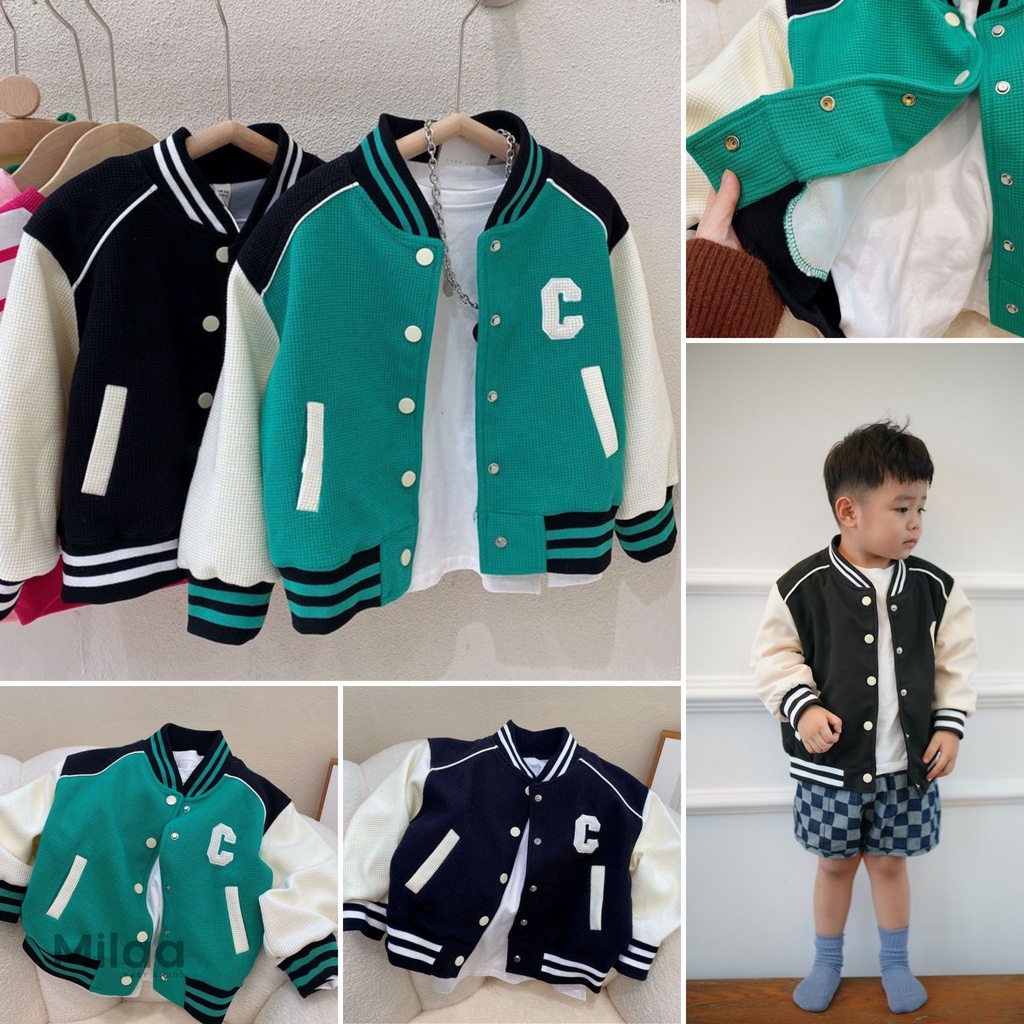 Áo Khoác Bomber 2 Màu Cực Ngầu Phong Cách Thể Thao Cho Bé MiLaa Kids
