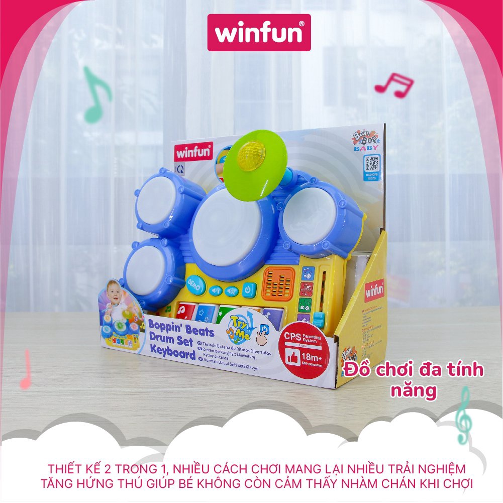 Bộ đồ chơi trống đàn kết hợp có đèn nhạc 2034 hiệu Winfun