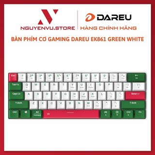 Bàn phím cơ gaming bluetooth dareu ek861 green white - hàng chính hãng