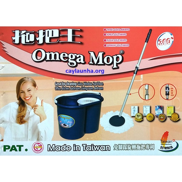 Cây lau nhà 360 độ Omega Mop Đài Loan - Hàng nhập khẩu