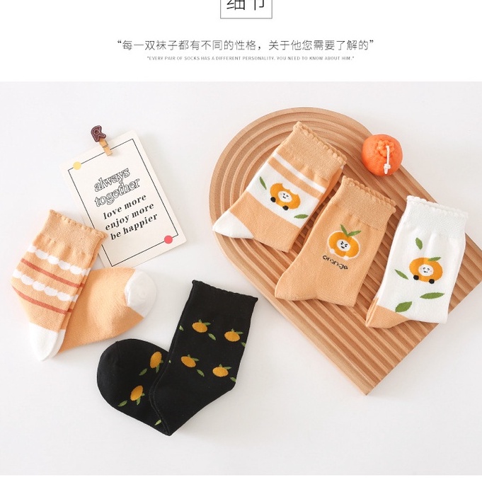 Vớ tất cổ cao trái cam đáng yêu màu pastel