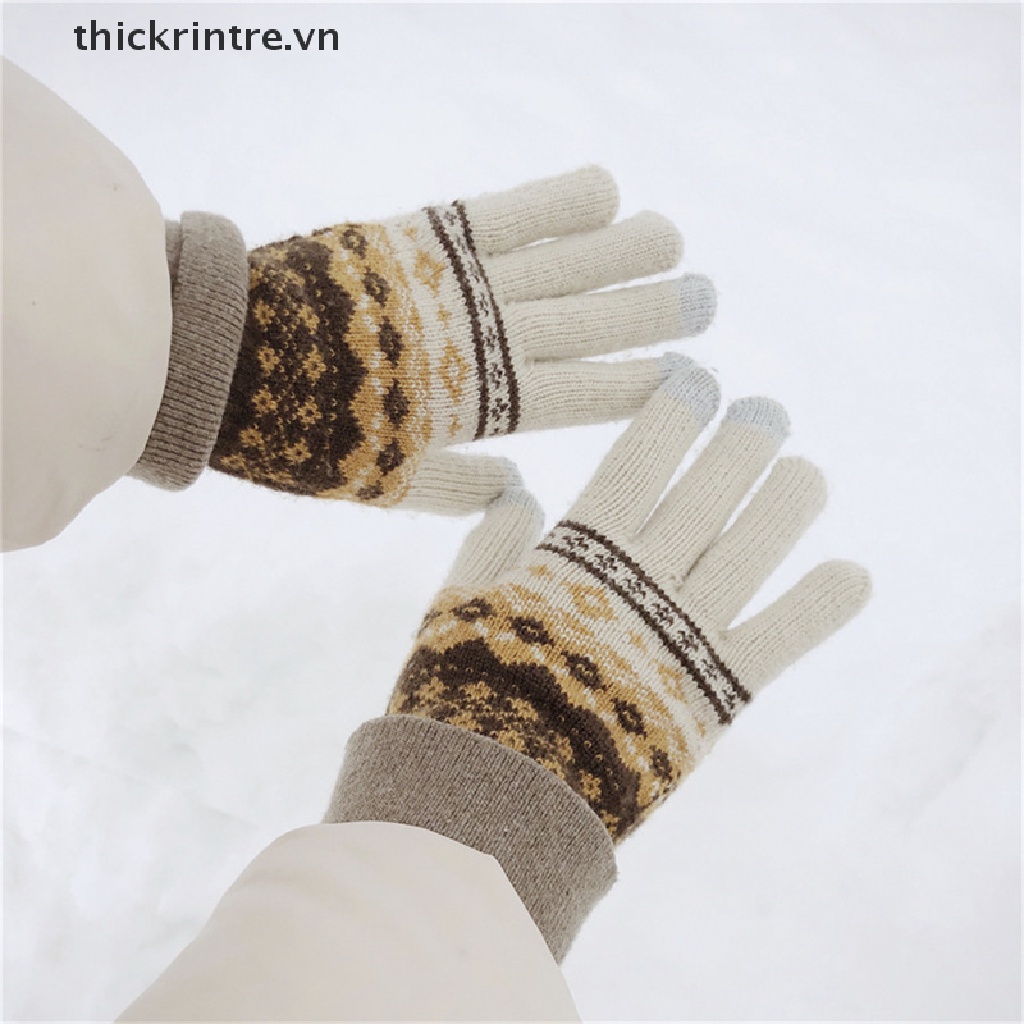 Găng Tay Len Hở Ngón Giữ Ấm Mùa Đông Có Thể Chạm Màn Hình Cảm Ứng Thời Trang Unisex