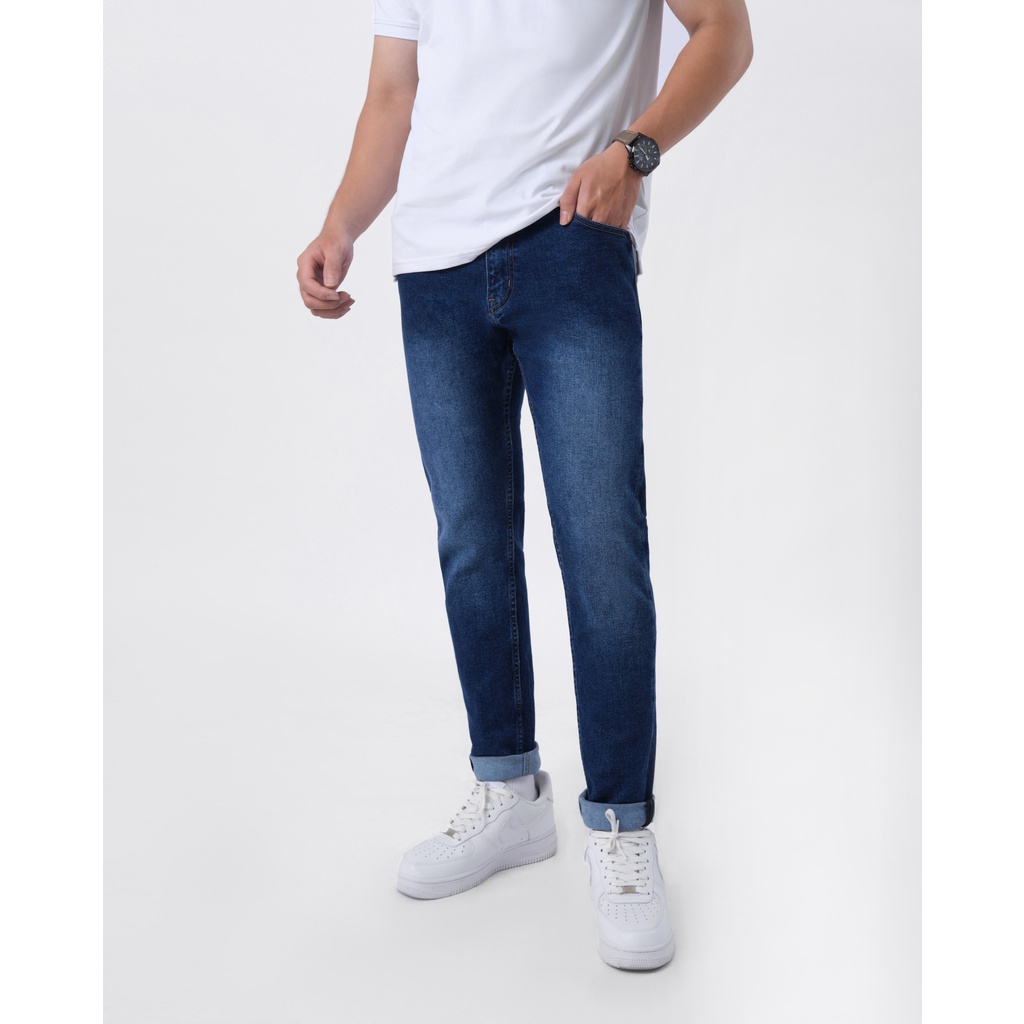 Quần jean nam xanh cao cấp MENFIT 0512 chất denim co giãn nhẹ 2 chiều, chuẩn form, thời trang