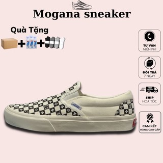 Giày vans lười LV đen trắng, sneaker slipon nam nữ full size đủ phụ kiện