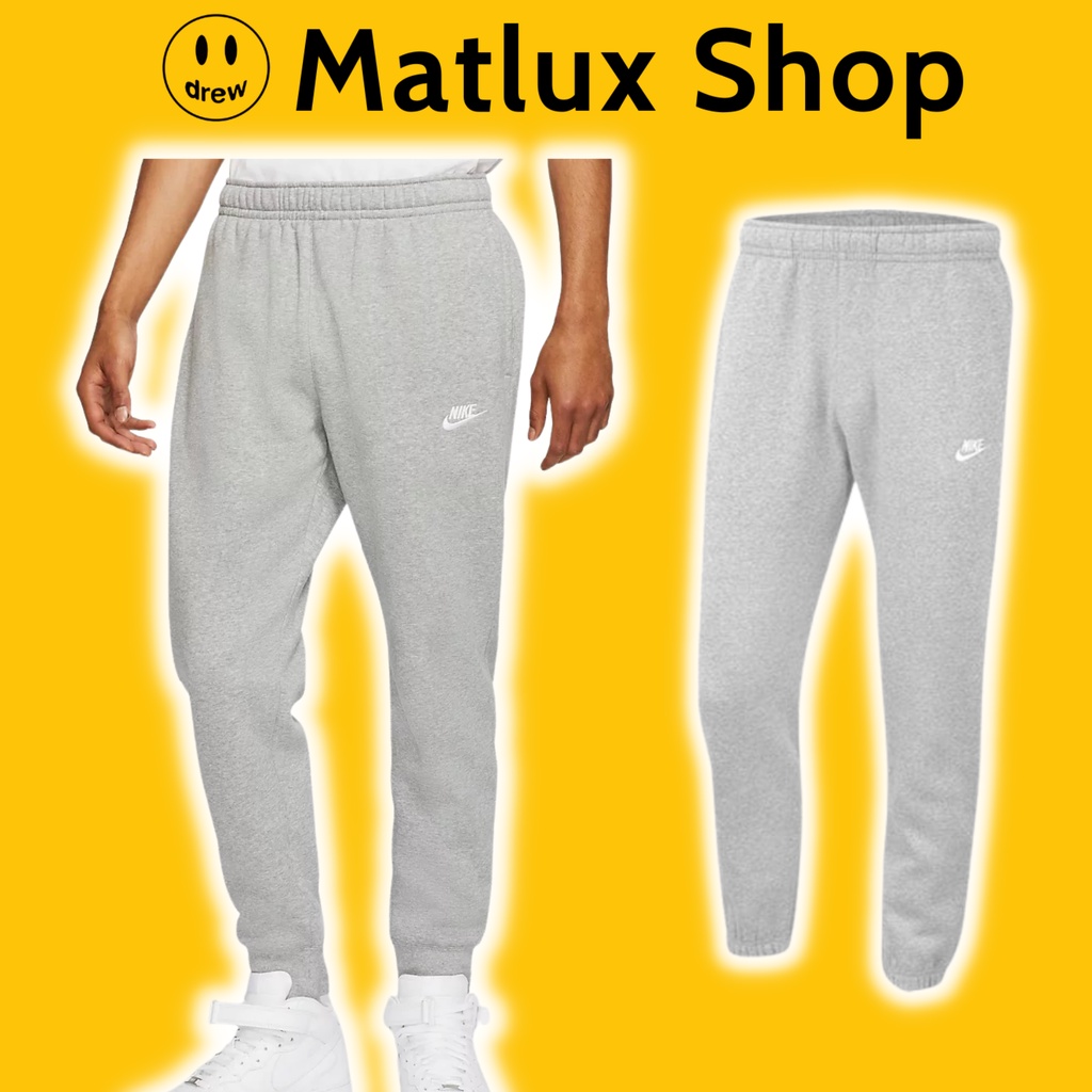 Quần nỉ NIK*E Sportswear Club Crew Sweatpant màu xám chất liệu nỉ bông cao cấp, Quần nỉ nam dáng thể thao
