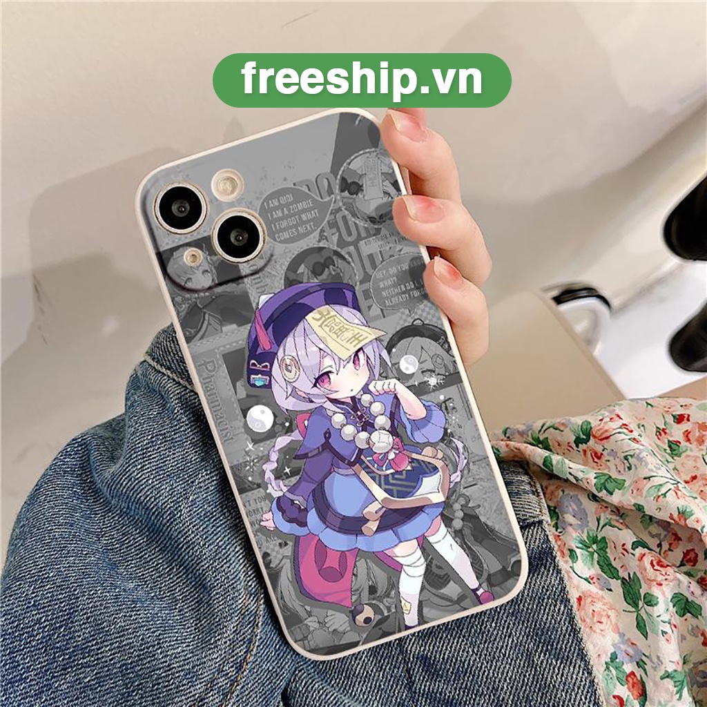 Ốp iphone cạnh vuông Qiqi Genshin Impact ốp chống sốc 6/6splus/7/7plus/8/8plus/x/xr/xs/11/12/13/14/pro/max/plus/promax
