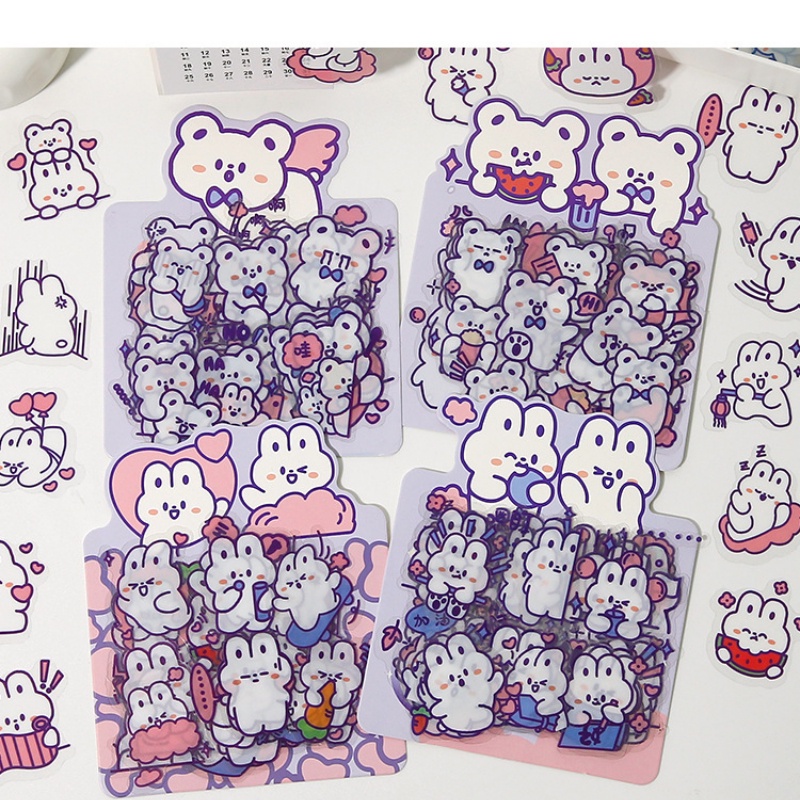 Set 40 Miếng Dán Trang Trí Hình Gấu Hoạt Hình Dễ Thương