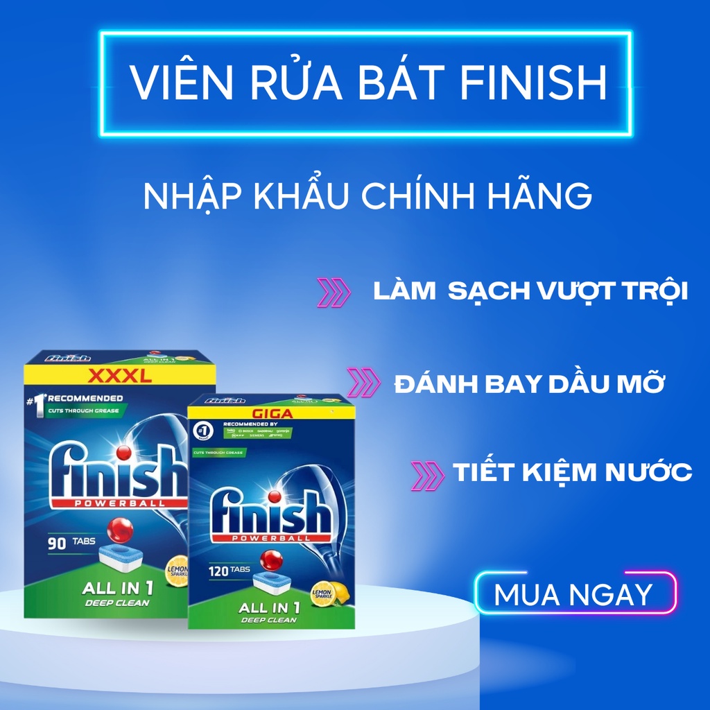 Bộ 3,5 viên rửa bát Finish All in 1/Classic viên lẻ giúp làm sạch nhanh chóng