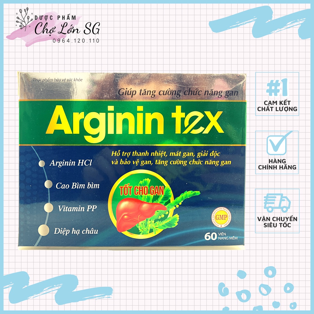 Viên uống mát gan ARGININ TEX giảm tổn thương gan do bia rượu  - Hộp 60 viên
